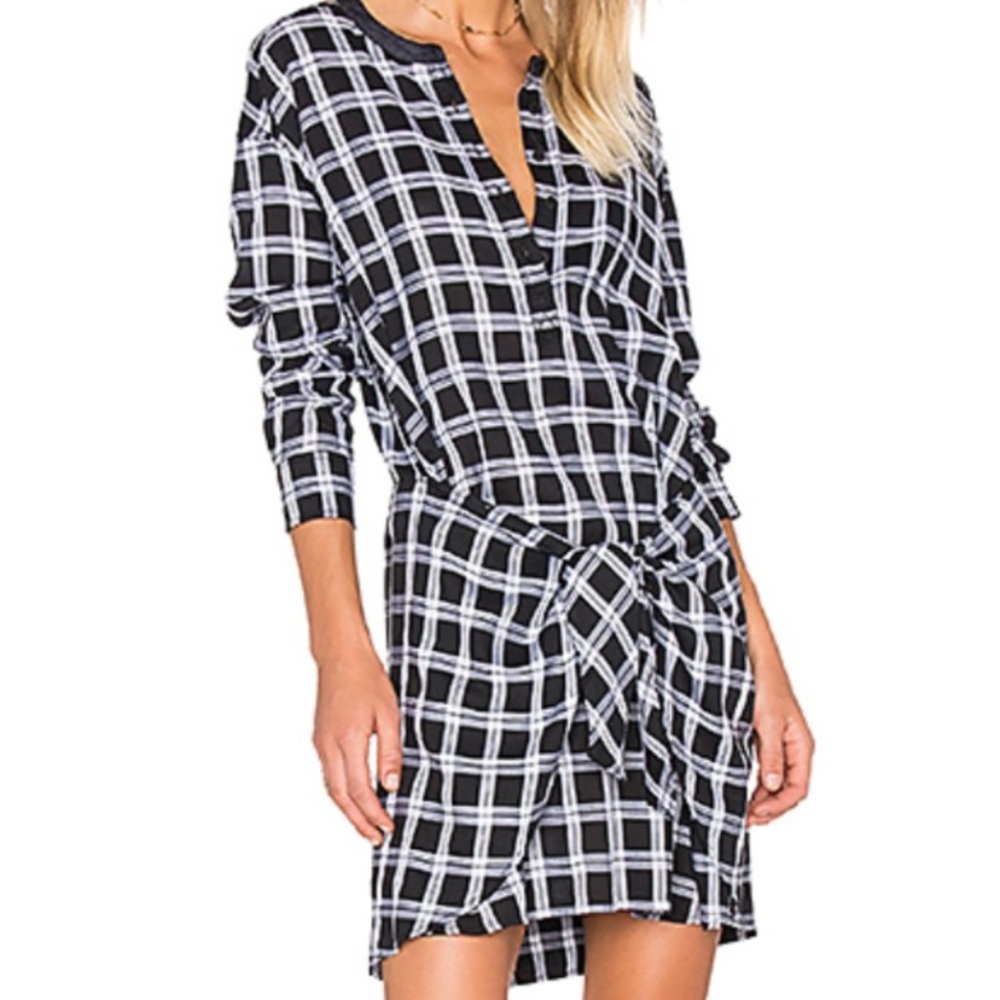 Rag and Bone Jean Tie Dress in Black Plaid Size S